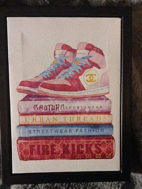 CHANEL Pink and Blue High-Top Sneaker Canvas Art/Crystal Art Gallery